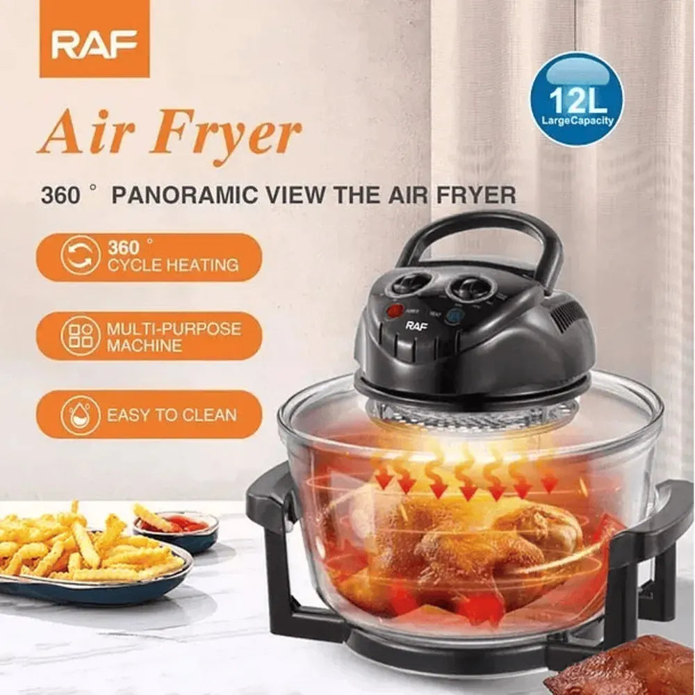FREIDORA DE AIRE VIDRIO 12 LITROS 8 EN 1 RAF 3500W