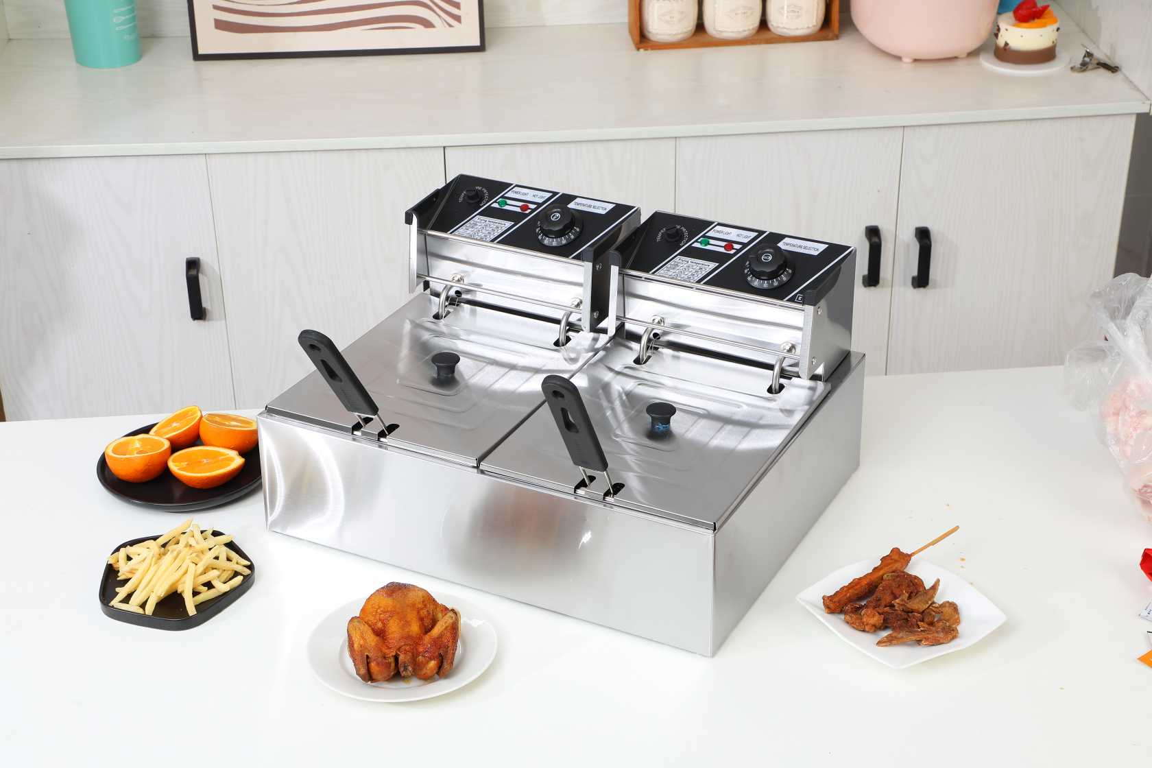 Freidora de Aceite Doble de 12L-2500W BOMA BM-82