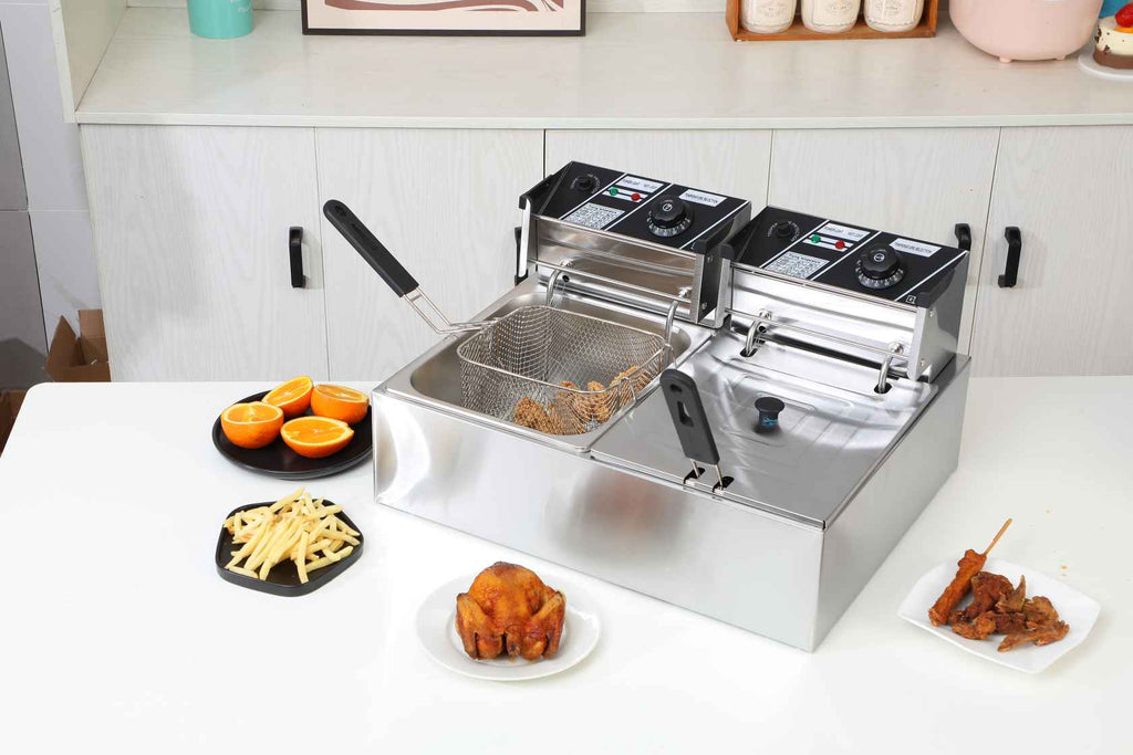 Freidora de Aceite Doble de 12L-2500W BOMA BM-82