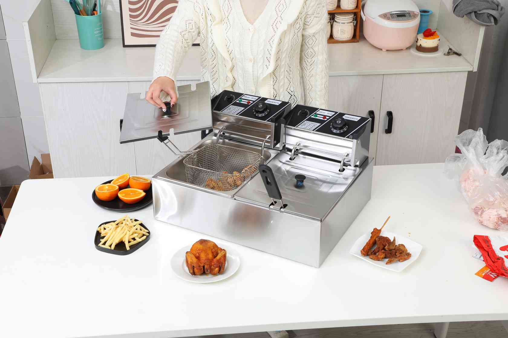 Freidora de Aceite Doble de 12L-2500W BOMA BM-82