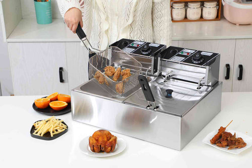 Freidora de Aceite Doble de 12L-2500W BOMA BM-82