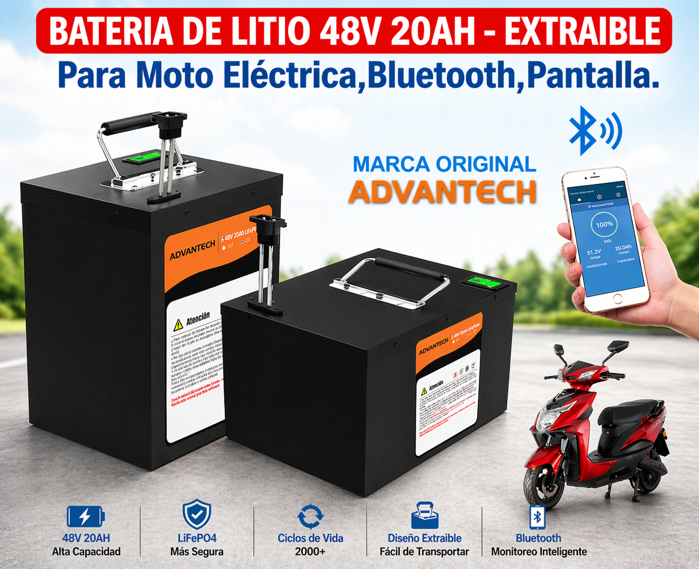 BATERÍA DE LITIO ADVANTECH 48V 20Ah LiFePO4